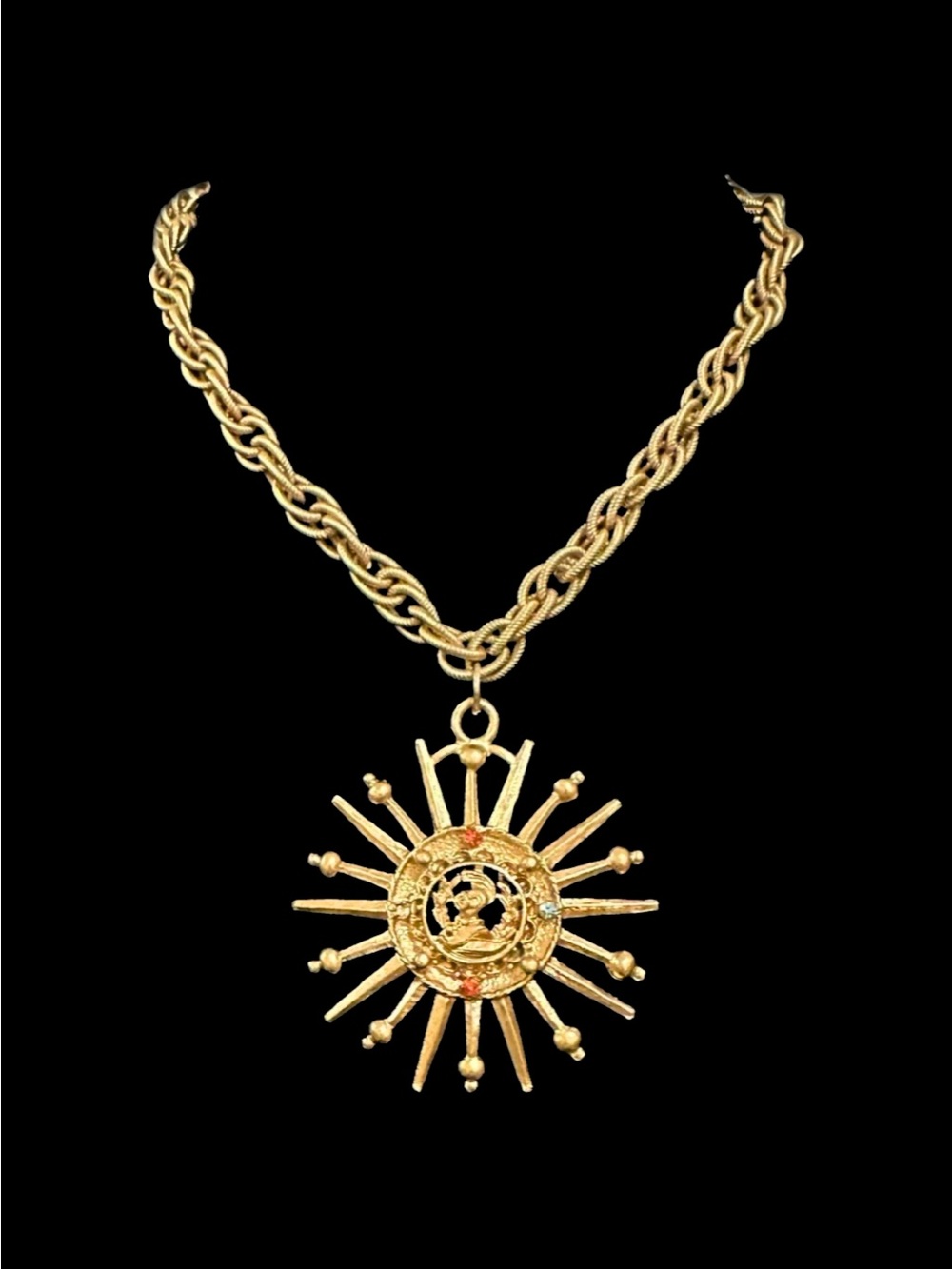 Gold Sunburst Pendant Necklace - Women Jewelry